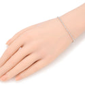 1pc 925 Sterling Silver Beaded Chain Bracelet, 4x2mm Oval Beads & 2mm Small Beads, Tarnish Resistant White Gold Plated, Length Selections: 7 inch/7.5 inch/8 inch