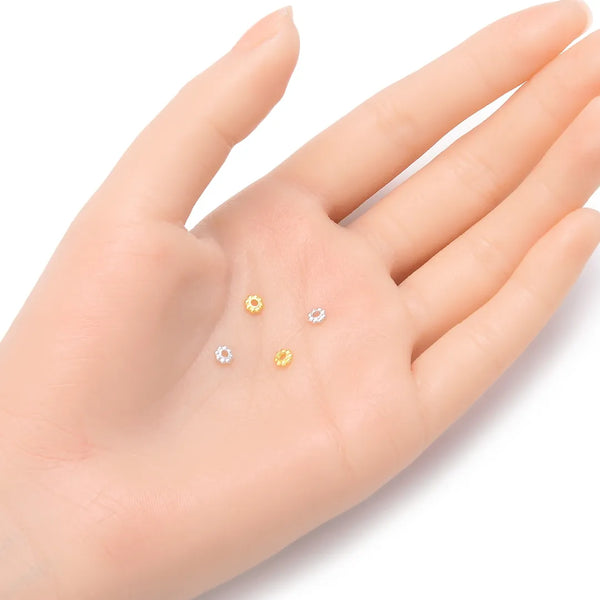 20pcs 925 Sterling Silver Small Flat Daisy Flower Rondelle Beads, 4mm, Hole ID 2mm, SS286-1