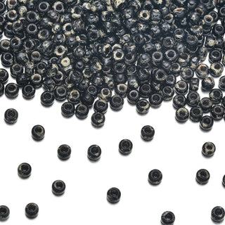 50g Miyuki Rocaille 8/0 Round Seed Beads Opaque Picasso Black RR-4511