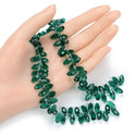 200pcs Creative Club Faceted Teardrop Briolette Crystal Glass Beads, Pendant Drop, Emerald Green, 12x6mm, Hole ID 1mm, CCT2-24