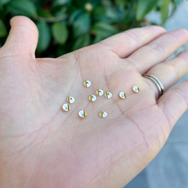 20pcs Real 1/20 14K Gold Filled Smooth Bead Cap End Caps, 4mm Small, Hole ID 1mm, JK4-G4