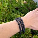 1 Strand Stretch Natural Black Lava Rock Beaded Gemstone Bracelet, 6mm Beads, Length Selections: 7 inch/7.5 inch/8 inch