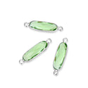 10pcs Grade A August Peridot Green Rectangle Bar Birthstone Links, Sterling Silver Plated Brass, 21x7mm, CCP9-S8