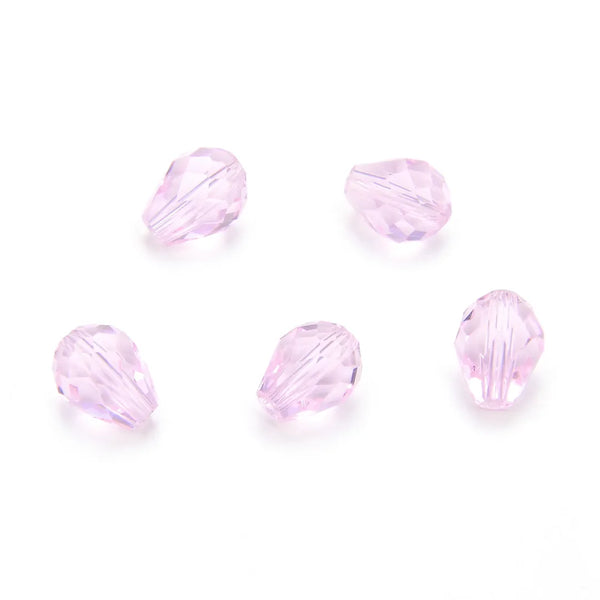 24pcs Adabele Austrian Faceted Teardrop Crystal Beads #5500, Rosaline Pink, 8mm x 6mm, Hole ID 1mm, SST-803