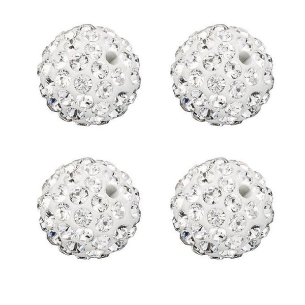 25pcs Adabele Grade AA+ Suncatcher Crystal Rhinestone Pave Polymer Clay Beads, Clear White, Size Selections: 8mm/10mm/12mm