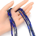 Natural Blue Lapis Lazuli Gemstone Cylinder Tube Beads, 13x4mm, Hole ID 1mm, 14.5 Inch/1 Strand, GH-H5