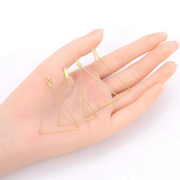 20pcs Raw Brass Large Triangle Beading Hoops, 0.7mm/21 Gauge, 50mm x 35mm, Unplated/Uncoated, CX130-3
