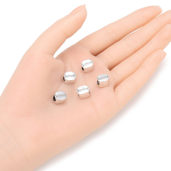 20pcs Survivor Large Hole Beads, Hole ID 4.5mm, Antique Silver, Zinc Alloy Metal, MEC-C11