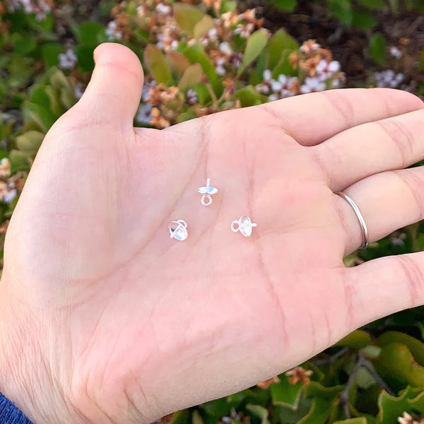 10pcs 925 Sterling Silver Screw Eye Pin Bails, Glue-on Pendant Connector, Cup Size Selections: 3/4/5/6/8mm