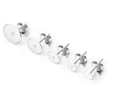 100pcs Earring Posts Glue On Settings, with 40pcs Earring Backs, Sterling Silver Plated Brass, Flat Board Size Selections: 3mm/4mm/6mm/8mm