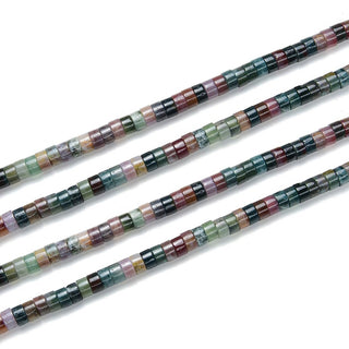 Natural Indian Agate Gemstone Heishi Tube Rondelle Beads, 4x2mm/Small, Hole ID 0.9mm, 14.5 Inch/1 Strand, GH-C13