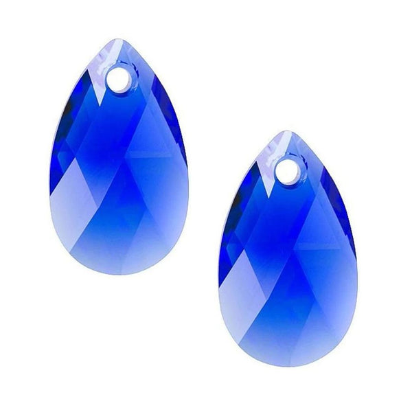 20pcs Creative Club Faceted Crystal Glass Pear Chandelier Pendant Drops, September Sapphire  Blue Birthstone, 22x13mm Large, Hole ID 1mm, CCE-13