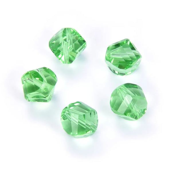 24pcs Adabele Austrian Faceted Helix Spiral Irregular Crystal Beads #5020, Peridot Green, 8mm, Hole ID 1.1mm, SSH-816