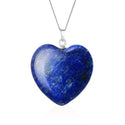 1pc You Are My Only Love Necklace, Natural Blue Lapis Lazuli Gemstone Large Heart Pendant, 18 Inch Surgical Stainless Steel Chain, GGP8-2