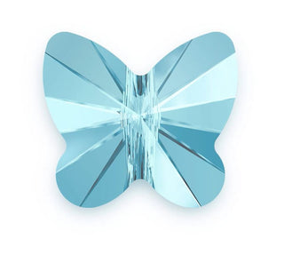 20pcs Creative Club Butterfly Crystal Glass Beads #5754, Center Drilled, March Aquamarine Blue Birthstone, 10mm, Hole ID 1mm, CCBF-10