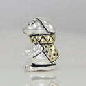 1pc Real Solid Sterling Silver Rabbit Charm Bunny King in Gold Jacket Bead, Compatible with Pandora All Other Charm Bracelets, EC486