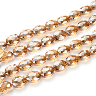50pcs Creative Club Faceted Flat Oval Crystal Beads, Golden Shadow, 16x12mm/Large, Hole ID 1.1mm, CCO-28