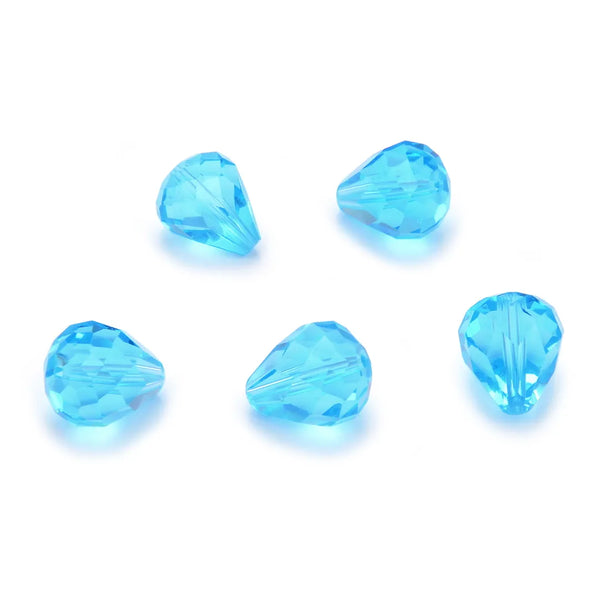 24pcs Adabele Austrian Faceted Teardrop Crystal Beads #5500, Aquamarine Blue, 12mm x 10mm, Hole ID 1.2mm, SST-1210