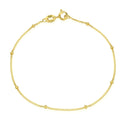 1pc 925 Sterling Silver 1.85mm Bead Station Curb Chain Bracelet, Real 18K Yellow Gold Plated, Length Selections: 6.5 inch/7 inch/7.5 inch/8 inch
