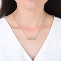1pc Natural Druzy Crystal Pendant Necklace, Gold Bar Gemstone Pendant, 18 inch Stainless Steel Surgical Chain, GGP23-1