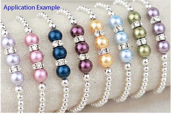 100pcs Grade A Rhinestone Rondelle Beads, Clear AB Rhinestone, Sterling Silver Plated Brass, Size Selections: 4mm/5mm/6mm/8mm/10mm/12mm