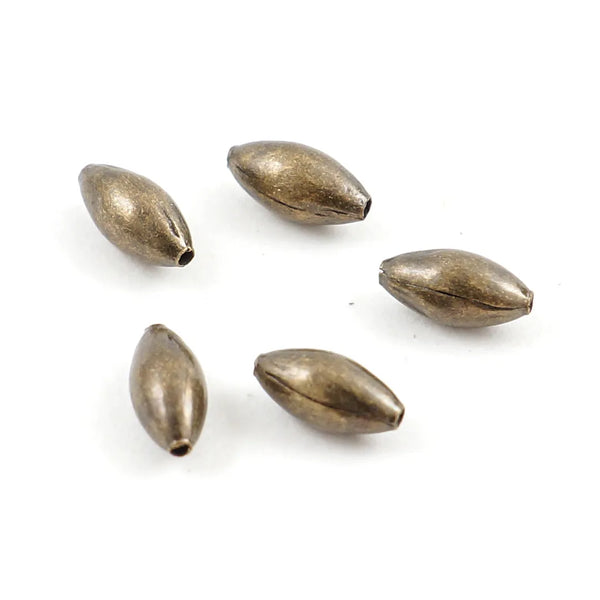200pcs Small Tiny Oval Beads, Antique Bronze Plated Brass Alloy, Tarnish Resistant, 6mm, Hole ID 1mm, CF121