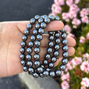 1 Strand Stretch Natural Black Hematite Beaded Gemstone Bracelet, 8mm Bead, Length Selections: 7 inch/7.5 inch/8 inch/8.5 inch