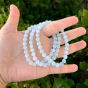 1 Strand Stretch Natural Blue Aquamarine Beaded Gemstone Bracelet, 6mm Beads, Length Selections: 7 inch/7.5 inch/8 inch