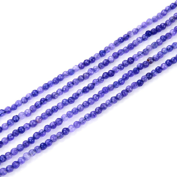 Natural Tanzanite Violet Jade Gemstone Faceted Round Beads, 3mm/Small Tiny, Hole ID 0.8mm, 2 Strands/26 Inch Total, GH3R-17