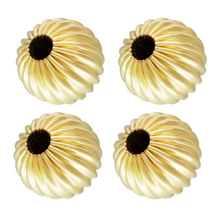 10pcs Real 1/20 14K Gold Filled Small Tiny Corrugated Round Beads, 4mm, Hole ID 1.4mm, JK2-D4