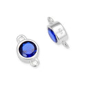2pcs 925 Sterling Silver 4mm Tiny September Birthstone Links, Tarnish Resistant, Sapphire Blue Cubic Zirconia Gemstone Connector, SXP6-9
