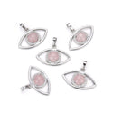 2pcs Natural Pink Rose Quartz Gemstone Pendants, 33x18mm Evil Eye Stone Drops, G2P-L3
