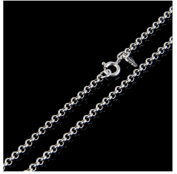 1pc 925 Sterling Silver Rolo Link Chain Necklace, Tarnish Resistant Rhodium Plated, 1.5mm, Length Selections: 18 inch/20 inch/22 inch