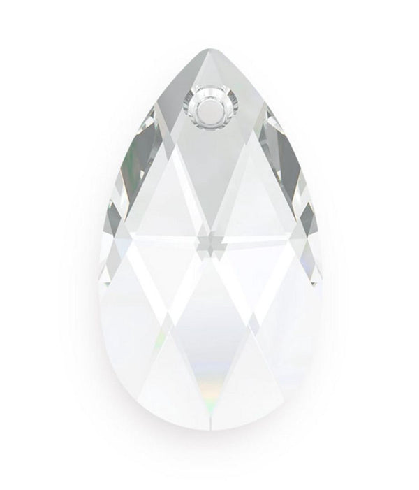 20pcs Creative Club Faceted Crystal Glass Pear Chandelier Pendant Drops, April Clear Birthstone, 22x13mm Large, Hole ID 1mm, CCE-1