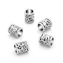 50pcs Large Hole Tube Beads, Antique Silver, 10.7mm, Hole ID 6.3mm, MC-T2
