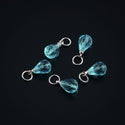 5pcs March Birthstone Charm Drops, 10mm Aquamarine Blue Austrian Teardrop Crystal Beads, Sterling Silver Plated Open Jump Rings, BR6-3