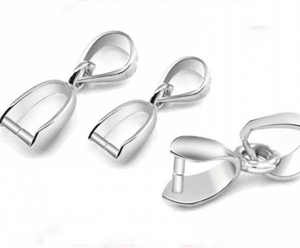 20pcs Tarnish Resistant Pendant Pinch Bail Clip, Sterling Silver Plated Brass, Size Selections: 15mm/18mm/20mm