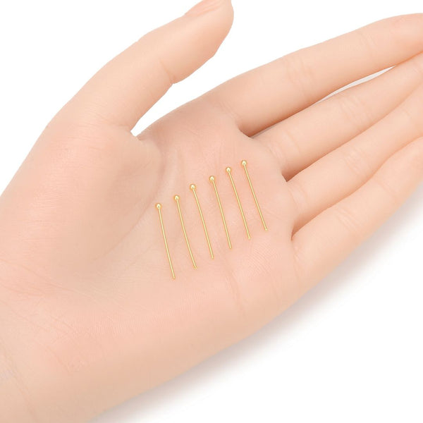 50pcs Tarnish Resistant Ball Head Pins, 18K Yellow Gold Plated Brass, 0.8mm/20 Gauge, Length Selections: 22/26/30/35/40/50mm