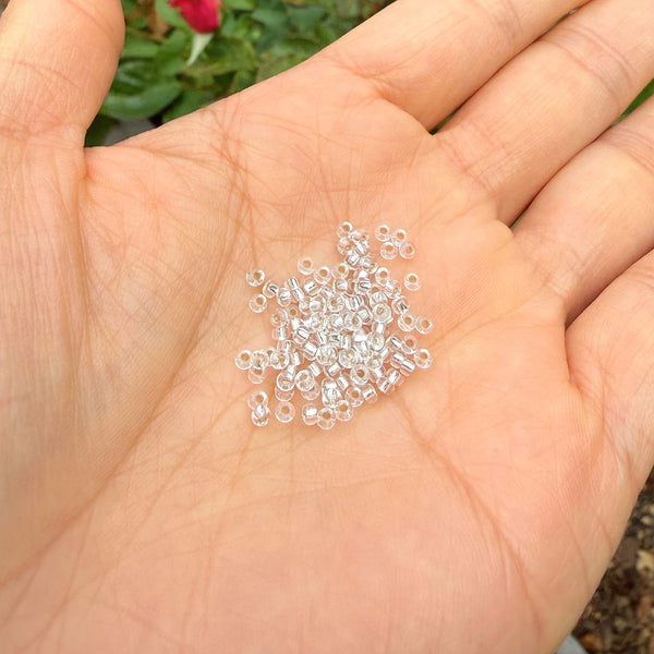 25g Miyuki Rocaille 11/0 Round Seed Beads Silver-lined Crystal Clear RR-1