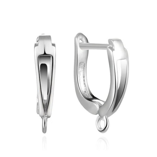 4pcs Sterling Silver Leverback Earring Hooks, Tarnish Resistant Rhodium Plated, 14mm, Strong, SS388