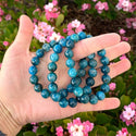 1 Strand Stretch Natural Blue Apatite Beaded Gemstone Bracelet, 10mm Bead, Length Selections: 7 inch/7.5 inch/8 inch/8.5 inch