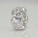 1pc Real 925 Sterling Silver Charm, April Birthstone Spacer Bead, Cubic Zirconia CZ Diamond Clear Diamond Gemstone, Compatible with Pandora all Other Charm Bracelets, EC301