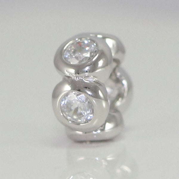 1pc Real 925 Sterling Silver Charm, April Birthstone Spacer Bead, Cubic Zirconia CZ Diamond Clear Diamond Gemstone, Compatible with Pandora all Other Charm Bracelets, EC301
