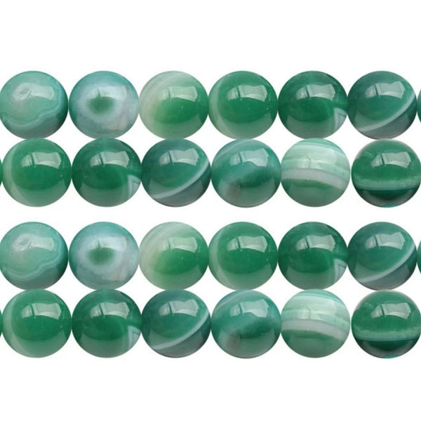 AAA Natural Banded Green Agate Gemstone Round Beads, 15 Inch/1 Strand, Size Selections: 4mm/6mm/8mm/10mm