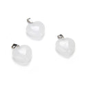 4pcs Natural White Quartz Clear Crystal Gemstone Pendants, 20mm Heart Shaped Stone Drops, G2P-H2
