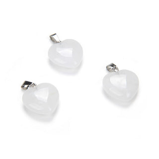 4pcs Natural White Quartz Clear Crystal Gemstone Pendants, 20mm Heart Shaped Stone Drops, G2P-H2