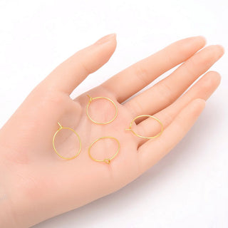 20pcs Tarnish Resistant Round Hoop Earring Findings, 18K Yellow Gold Plated Brass, 0.7mm/21 Gauge, Size Selections: 20/30/40/40/50mm