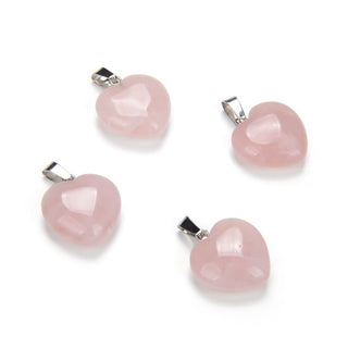 4pcs Natural Pink Rose Quartz Gemstone Pendants, 20mm Heart Shaped Stone Drops, G2P-H3