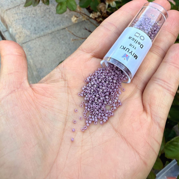 7.5g Miyuki Delica 11/0 Seed Beads, Opaque Glazed Luster Mauve DB265
