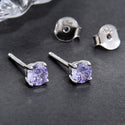 1 Pair 925 Sterling Silver June Birthstone Round Cut Stud Earrings, 4mm/0.25 Carat Small Tiny Cubic Zirconia CZ Alexandrite Stone, SSE78-6